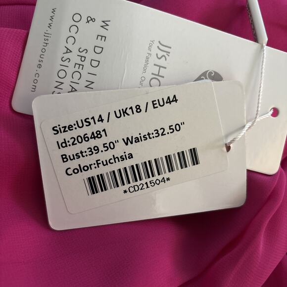 JJ’S House Woman Dress 14 Long Sleeve Lined Rushed V-Neck Fuchsia Bridesmaids - Picture 12 of 12
